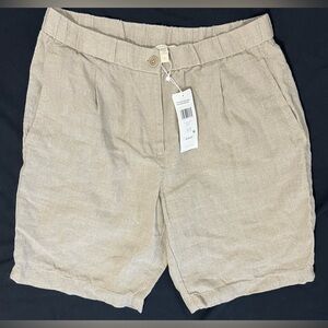 Eileen Fisher Organic Linen High Rise Shorts Beige Small NWT